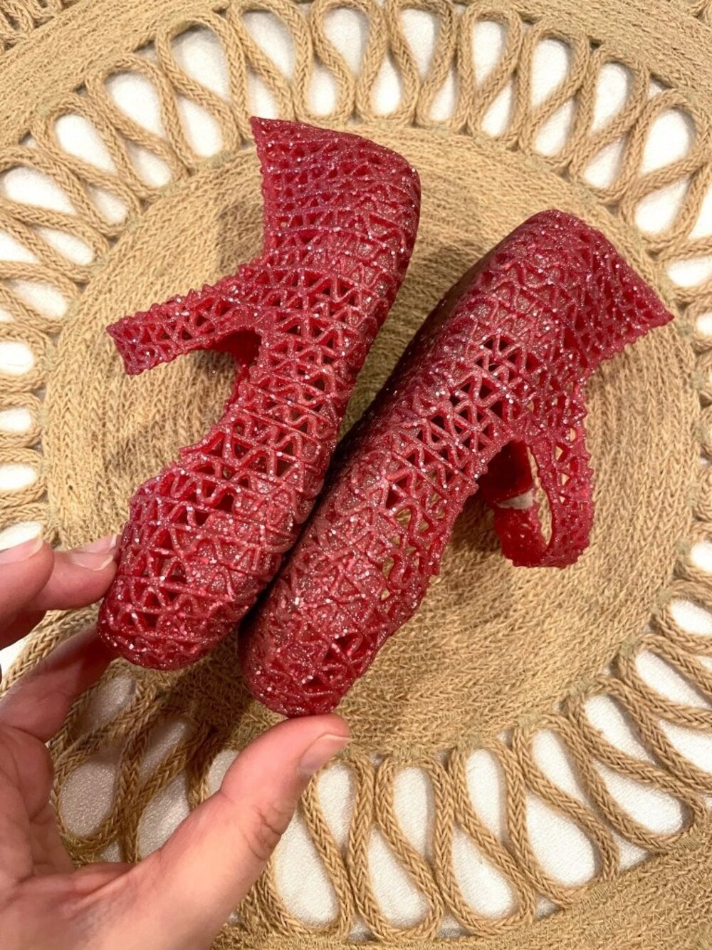 Mini Melissa x Campana Red Glitter Flat Size 8C Kidcore Y2K Girly Pop - Picture 5 of 10